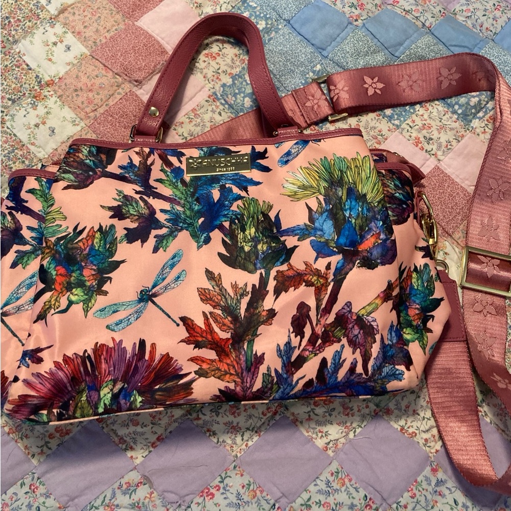 Anuschka Pink Floral Crossbody Bag
